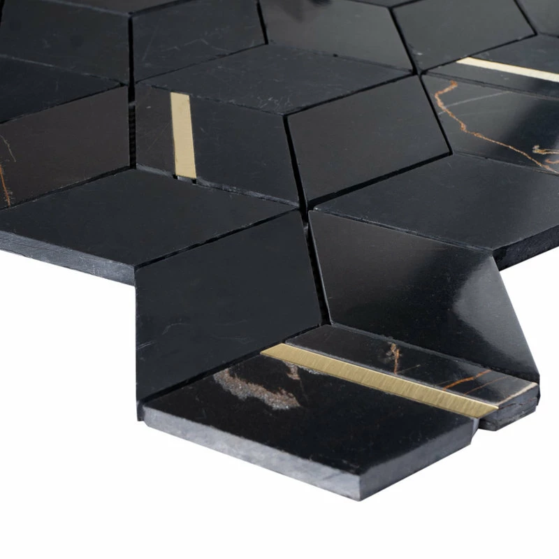 Flash Sale ๐ Tile Generation Hexagon Gold And Black Metal Stainless Steel Marble Tile, 10 Sheets โ - Image 4