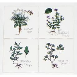 Best reviews of ❤️ Mottles Murals Ceramic Tiles Green Herb Ceramic Tile Parsley Oregano Marjoram Caraway, 4-Piece Set ✔️