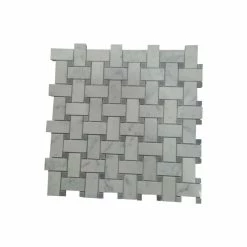 Coupon 👍 Tiles R Us Carrara Marble Basketweave Tile, Gray Dots, Polished, 12"x12" Sheet 👏