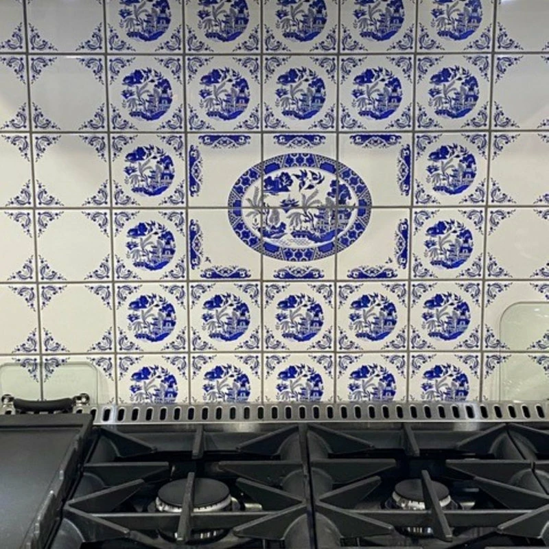 Hot Sale โ Mottles Murals Ceramic Tiles 4 Set Blue Willow Ceramic 4.25" Accent Tile Kiln Fired Decor Decorative Corners ๐ - Image 2