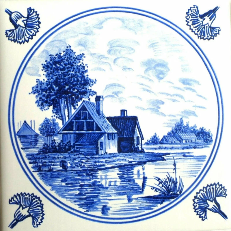 Cheap 👍 Mottles Murals Ceramic Tiles Delft Kiln Fired Ceramic Tiles Blue Wind Mill Ships Dutch Houses, 6-Piece Set 🛒 - Image 5