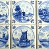 Cheap 👍 Mottles Murals Ceramic Tiles Delft Kiln Fired Ceramic Tiles Blue Wind Mill Ships Dutch Houses, 6-Piece Set 🛒