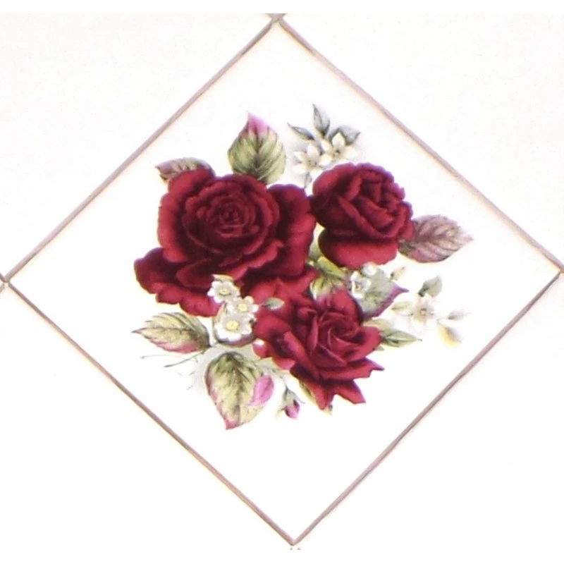 Hot Sale ๐ Mottles Murals Ceramic Tiles Rose Burgundy Flower Kiln Fired Ceramic Tile Backsplash, Set Of 4 ๐ - Image 3