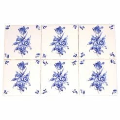 New โค๏ธ Mottles Murals Ceramic Tiles Floral Blue Delft Kiln Fired Ceramic Tiles Backsplash, Set Of 6 ๐คฉ