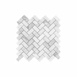 Discount 😍 Tiles R Us Carrara White Marble Polished Herringbone Mosaic Tile, 12"x12" Sheets, Set Of 5 👍