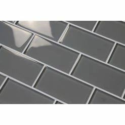 Best Sale 🛒 Rocky Point Tile Co Pebble Gray 3x6 Glass Subway Tile, 3"x6" Tiles, Set Of 8 😍