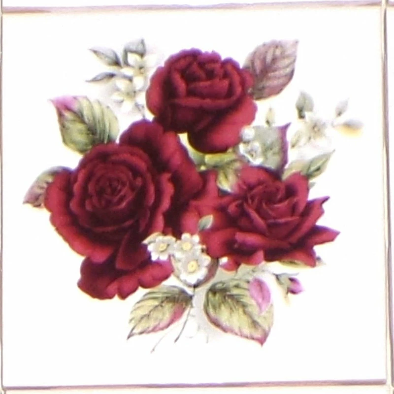 Hot Sale ๐ Mottles Murals Ceramic Tiles Rose Burgundy Flower Kiln Fired Ceramic Tile Backsplash, Set Of 4 ๐ - Image 2