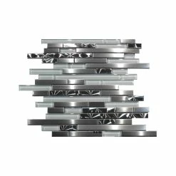 Cheap ✨ Modket Stainless Steel Brushed Nickel Swirl Glass Mosaic Backsplash, 12"x14", Set Of 10 ✔️