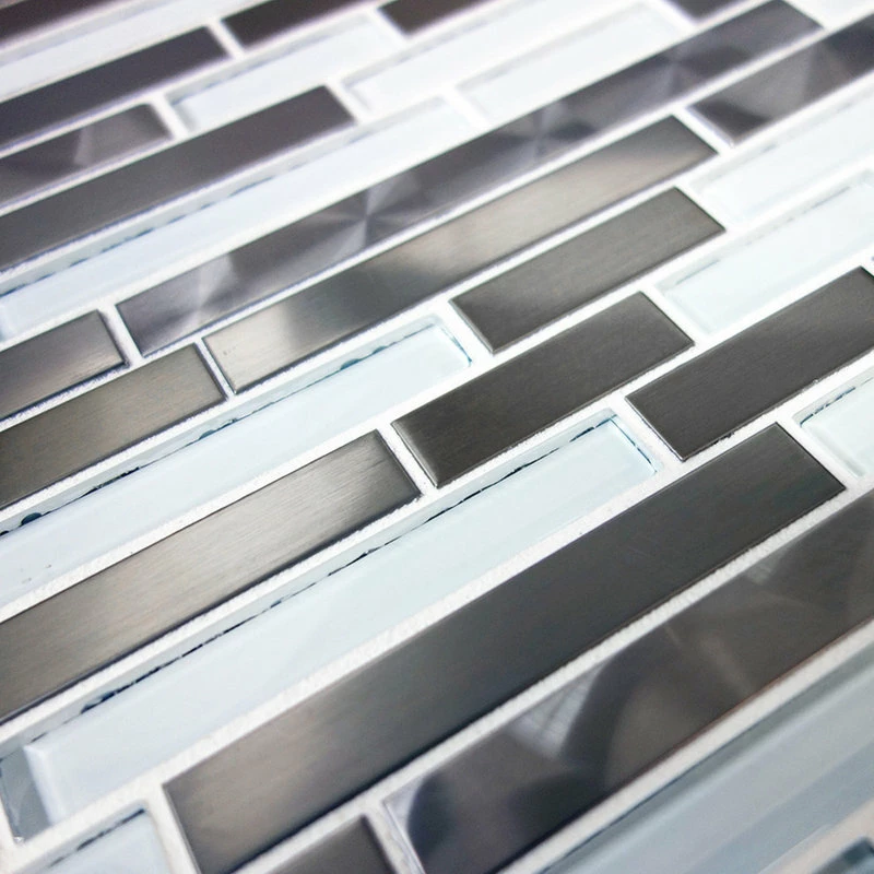 Cheap โจ Modket Stainless Steel Brushed Nickel Swirl Glass Mosaic Backsplash, 12"x14", Set Of 10 โ๏ธ - Image 2