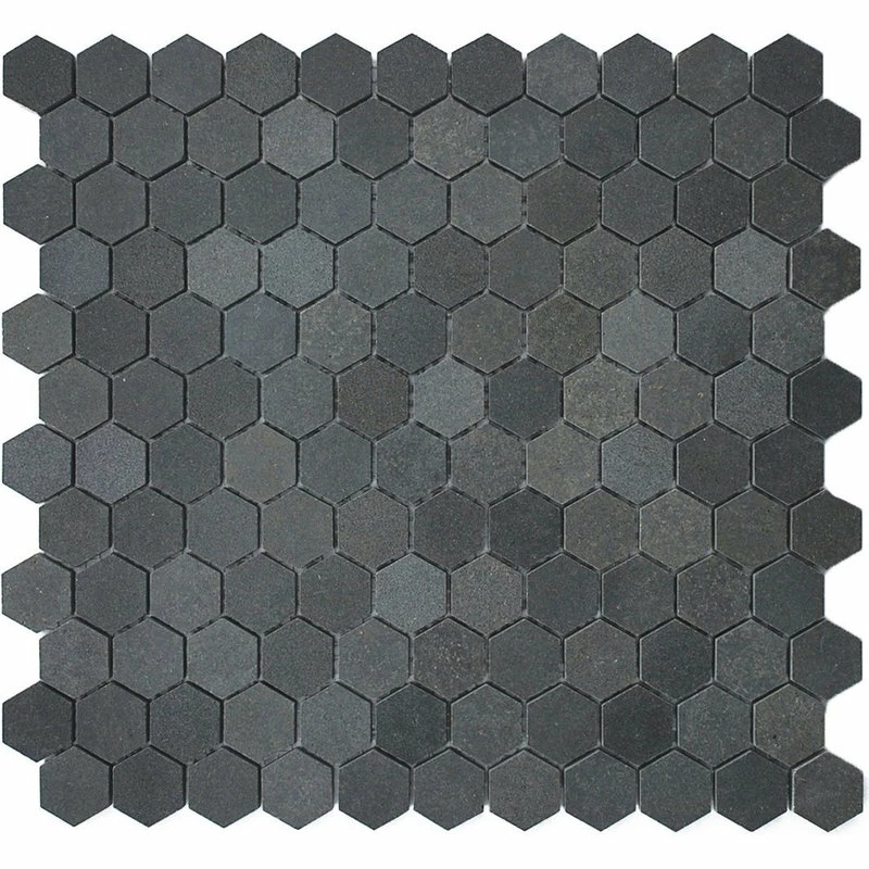 Buy ⭐ Pebble Tile Mosaics 1" Hexagon Basalt Mosaic Tile, 11"x11.5" 👍