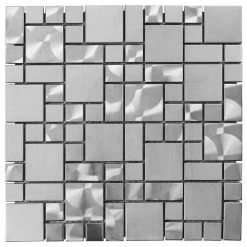 Coupon 🥰 Modket Unique Stainless Steel Mosaic Tile Kitchen Backsplash Bath, 12"x12", Set Of 10 🌟