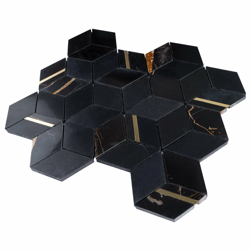 Flash Sale ๐ Tile Generation Hexagon Gold And Black Metal Stainless Steel Marble Tile, 10 Sheets โ - Image 2