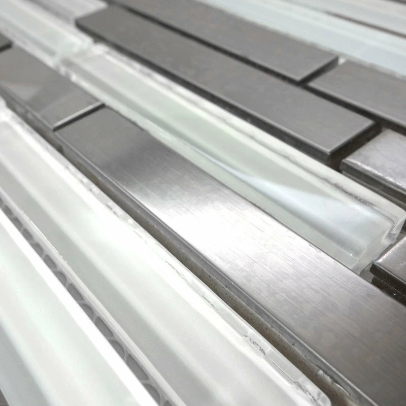 Cheap โจ Modket Stainless Steel Brushed Nickel Swirl Glass Mosaic Backsplash, 12"x14", Set Of 10 โ๏ธ - Image 3