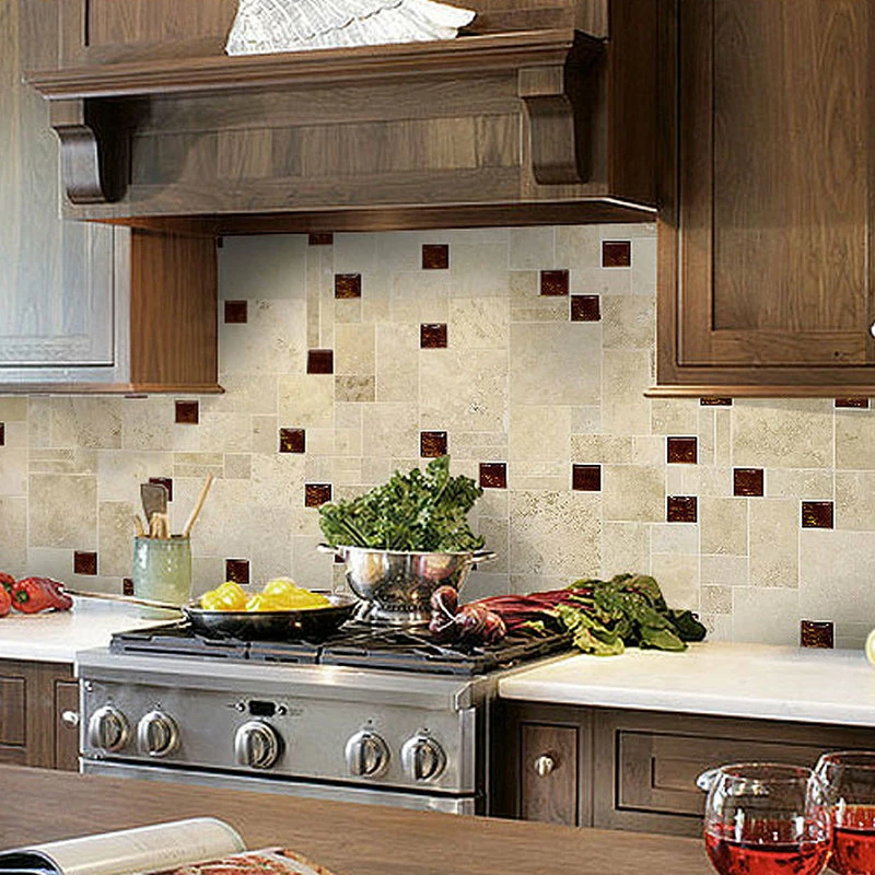 Promo ๐ฅ Travertine Brown Glass Mosaic Kitchen Backsplash Tile, 12"x12" ๐ - Image 6