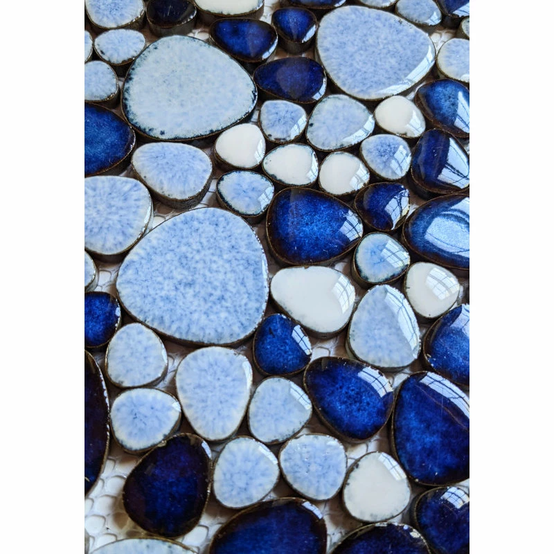 Outlet 🛒 DistrictII Mix Blue Pebble Porcelain Mosaic Tile 😍 - Image 3