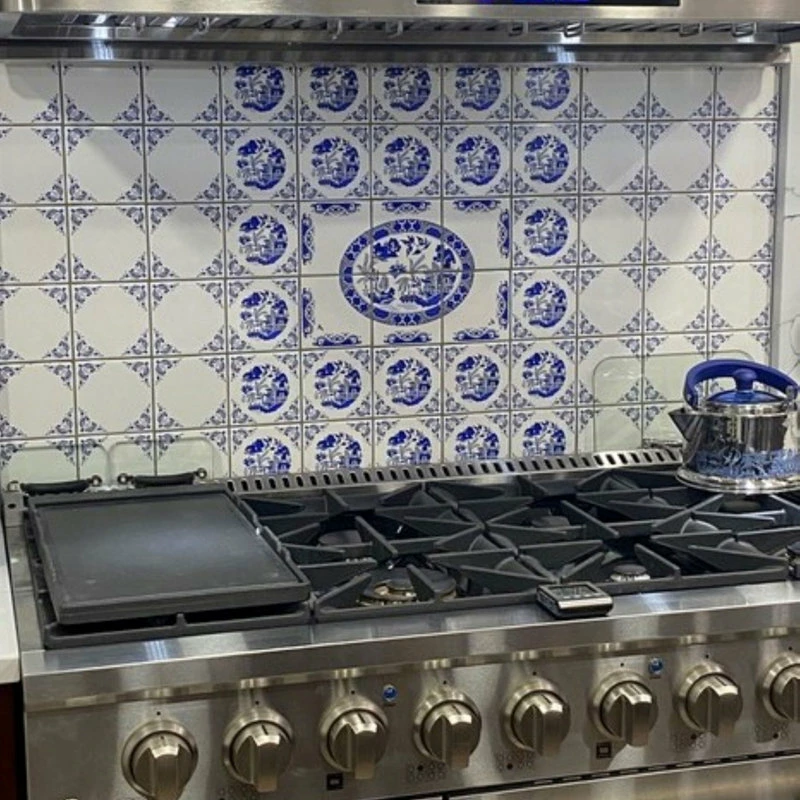 Hot Sale โ Mottles Murals Ceramic Tiles 4 Set Blue Willow Ceramic 4.25" Accent Tile Kiln Fired Decor Decorative Corners ๐ - Image 4