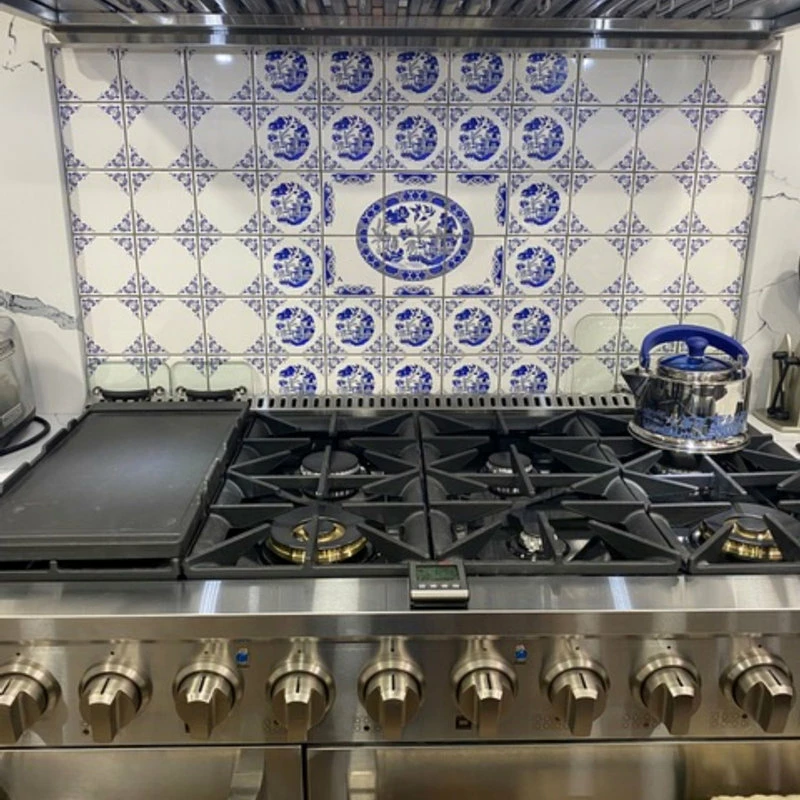 Hot Sale โ Mottles Murals Ceramic Tiles 4 Set Blue Willow Ceramic 4.25" Accent Tile Kiln Fired Decor Decorative Corners ๐ - Image 3