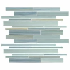 Hot Sale ⌛ Rocky Point Tile Co Reflections Hand Painted Linear Glass Mosaic Tile, 12"x12" ⭐