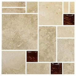Promo 🔥 Travertine Brown Glass Mosaic Kitchen Backsplash Tile, 12"x12" 🔔