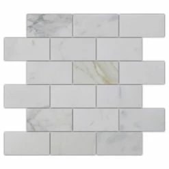 Top 10 👍 Rocky Point Tile Co Calacatta Gold Polished Marble Mosaic 2x4 Subway Tile, 12"x12" 🥰