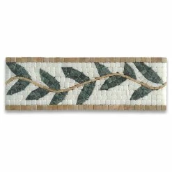 Best Pirce 🔥 Stone Center Online Marble Mosaic Border Listello Tile Olive Branch Green 4x12 Tumbled, 1 Piece 👍