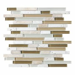 Best Sale 🔔 Anatolia Bliss Bliss Bamboo Stone And Glass Linear Mosaic Tile, 12"x12" Sheet 🔥