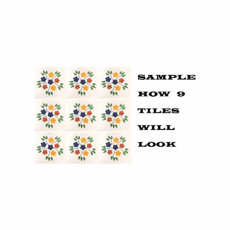 Outlet ๐ Mexican Decorative Accessories 4"x4" Mexican Ceramic Handmade Tile #C005 ๐งจ - Image 2