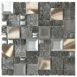 Cheapest ๐คฉ Mosaic Decor Glass Metal Mix Mosaic Backsplash Tile, 12"x12" ๐