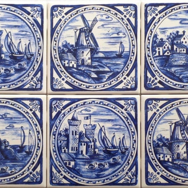 Cheap ๐ Mottles Murals Ceramic Tiles Delft Style Blue And White Kiln Fired Ceramic Tile For Back Splash Tile Projects ๐