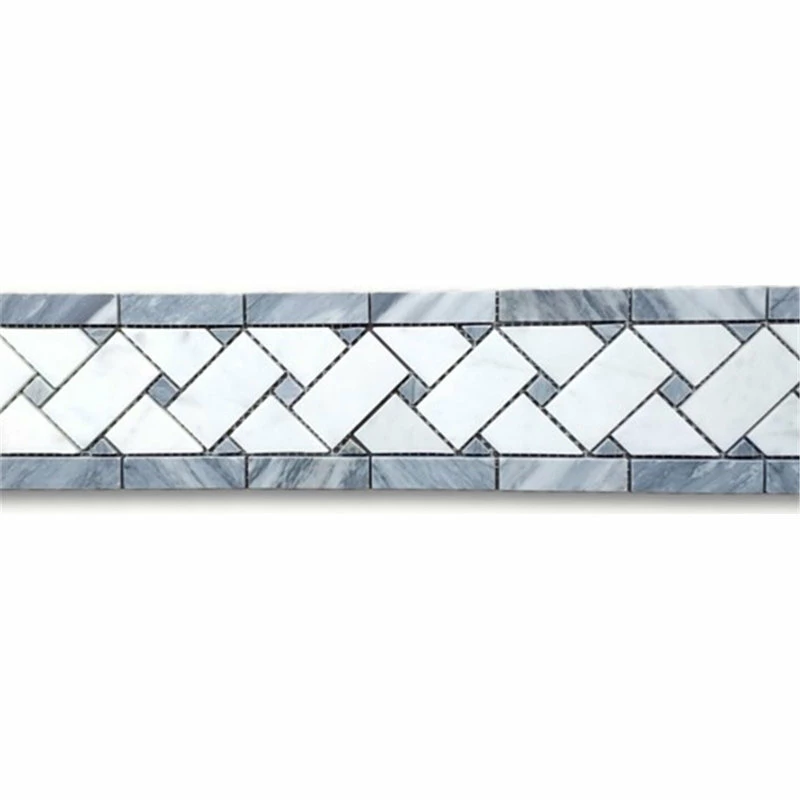 Hot Sale ✨ Stone Center Online Carrara Venato Marble Basketweave Mosaic Border Dark Gray Dots Honed, 1 Sheet 🤩 - Image 4