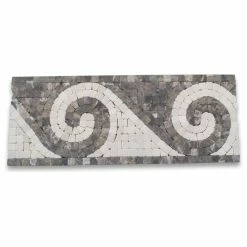 Coupon ⭐ Stone Center Online Marble Mosaic Border Listello Tile Surf Emperador 4.75x12 Tumbled, 1 Piece 🎉