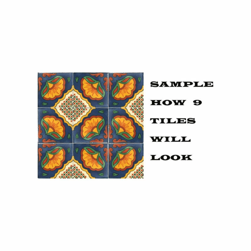 Hot Sale ๐ Mexican Decorative Accessories 4"x4" Mexican Ceramic Handmade Tile #C073 ๐ - Image 2