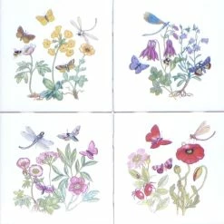 Cheap 🎁 Mottles Murals Ceramic Tiles Butterfly Ceramic Tiles Dragonfly Bees Flower Kiln Fired Back Splash Decor 4.25" 🎉