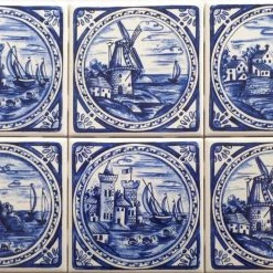 Buy ❤️ Mottles Murals Ceramic Tiles Blue Delft Design Ceramic Tile 6"x6" Castle House Windmill Kiln Fired Decor 🥰