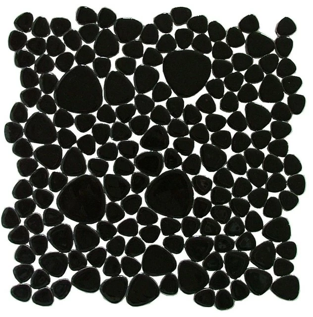 Discount ๐ฅ Pebble Tile Mosaics Porcelain Jet Black Pebble Tile ๐คฉ