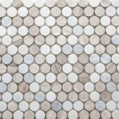 Budget 🌟 DistrictII Marble Penny Round Mosaic Tile, Light Beige 👍