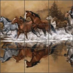 Budget 👍 Artwork On Tile Sorenson Western Horses Ceramic Tile Mural Backsplash 🔔