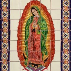 Brand new ⭐ Fine Crafts & Imports Our Lady Virgen De Guadalupe, Clay Talavera Tile Mural ✔️
