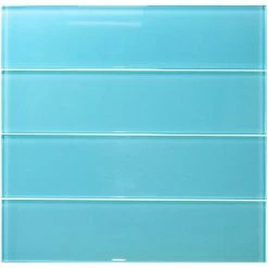 Wholesale ⭐ DistrictII 3x12 Light Turquoise Blue Subway Glass Tile, Light Turquoise 🛒