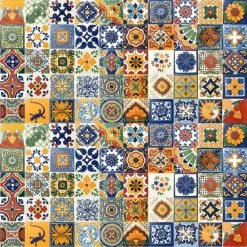 Cheapest ✨ Mexican Decorative Accessories 4"x4" Assorted Mexican Ceramic Handmade Designed Tiles, 100-Piece Set 😀