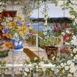 Best Pirce ⭐ Artwork On Tile Ceramic Tile Mural Backsplash, Blue Hill Bay By John Powell, 24"x18" 🎁