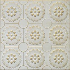 Deals 🧨 Euro-Deco 19.6"x19.6" Styrofoam Glue Up Ceiling Tiles R36 White Satin Washed Gold 🎉