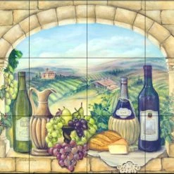 Buy 🧨 Tile Mural Store Tile Mural Kitchen Backsplash - Tuscan Wine - By Rita Broughton 🧨