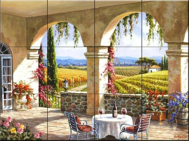 Top 10 ⭐ The Tile Mural Store (USA) Tile Mural, Wine Country Terrace By Sung Kim 🎉